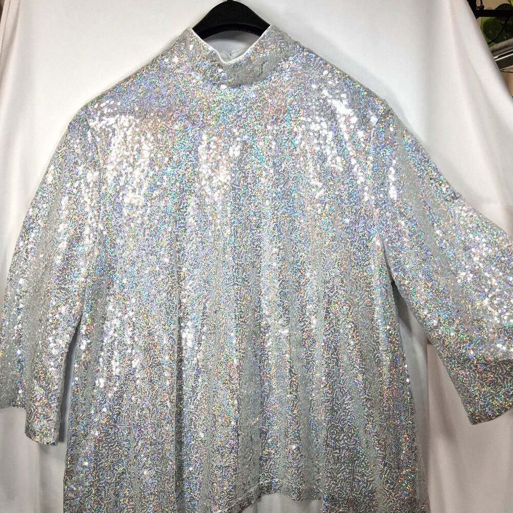 Women's Full Sequined Asymmetrical Tunic Size Large